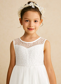 Azazie Tay Flower Girl Dresses Ivory A-Line Sequins Tulle Dress image7
