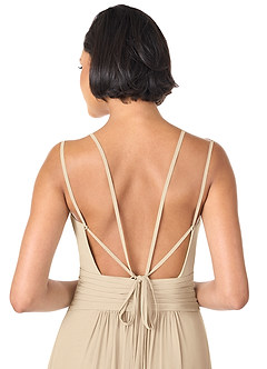 Azazie Farren Bridesmaid Dresses Champagne A-Line Pleated Chiffon Convertible Dress image8