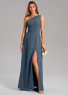 Azazie Phaedra Bridesmaid Dresses Neptune A-Line One Shoulder Chiffon Dress image1