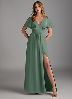 Azazie Zaniah Bridesmaid Dresses Eucalyptus A-Line Chiffon Dress image1