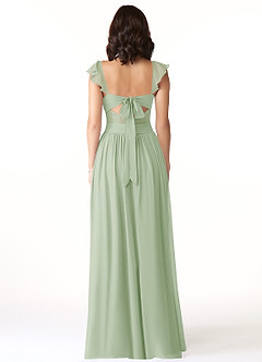 Azazie Lissa Bridesmaid Dresses Dusty Sage A-Line Lace Chiffon Dress image2