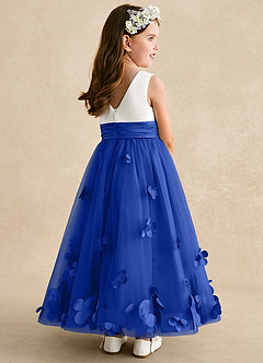 Azazie Vi Flower Girl Dresses Royal Blue A-Line Sleeveless Tulle Dress image4