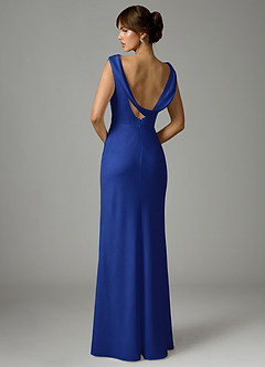 Azazie Kieryn Robes de demoiselle d'honneur Robe Sirène en Satin extensible Plissée Bleu Roi image5