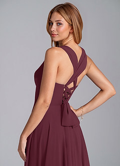 Azazie Darana Final Sale Cabernet A-Line Corset Chiffon Dress image2