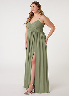 Azazie Alia Bridesmaid Dresses Pistachio A-Line Pleated Chiffon Dress image8
