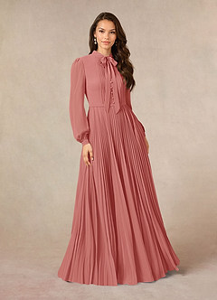 Azazie Adellah Abiti per la Madre della Sposa Abito A-Line in Chiffon Plissettato Rosa Antica image1