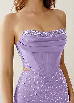 Esme Purple Two-piece Corset Stretch Satin Mermaid Prom Dress image5