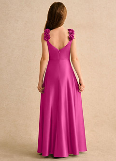 Azazie Rosita Girls Formal Robe Demoiselle D'honneur Fillette Robe Trapèze en Satin extensible Plissée Fuchsia image5
