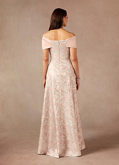 Azazie Amelia vestidos de madre de la novia Vestido de Rosa Polvorienta de Jacquard de Corte En A con Vestidos sin tirantes image5