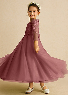 Azazie Precious Blumenmädchenkleider A-Linie Spitze Tüll Kleid Amethyst image5