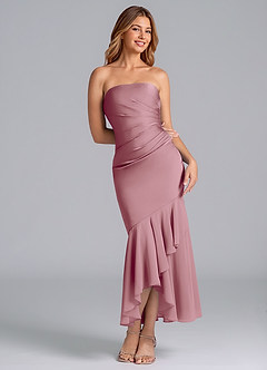 Azazie Danie Jurken voor bruidsmeisjes Jurk van Chiffon met Kolom Strapless Vintage Mauve image1