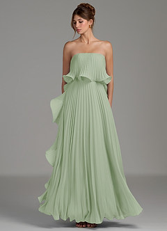 Azazie Alexia Robes de demoiselle d'honneur Robe Trapèze en Mousseline de soie Rayé Vert Sauge image6