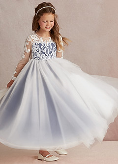 Azazie Elodie Flower Girl Dresses Ivory Stormy Ball-Gown Lace Dress image2