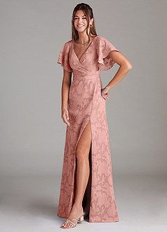 Azazie Ambrosia Bridesmaid Dresses Rosette A-Line Pleated Floral Burnout Dress image4
