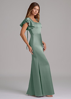 Azazie Elkie Vente finale Robe Sirène en Satin extensible Col Carré Emerald image3