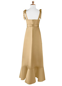 Azazie Barbara Junior Gold A-Line Bow Matte Satin Dress image7