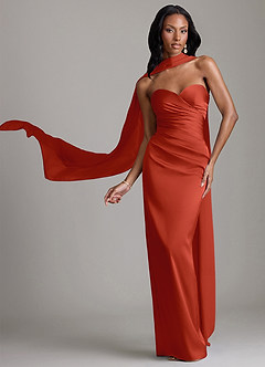 Azazie Sonora Suknie dla druhen Osłona Bez ramiączek Satyna elastyczna Do ziemi Sukienka image1