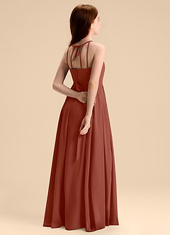 Azazie Arianthe Junior Abito A-Line in Chiffon Plissettato Auburn image1