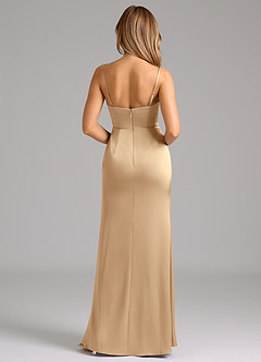 Azazie Aimee Brautjungfernkleider A-Linie Herzausschnitt Stretch-Satin Kleid Champagner image2