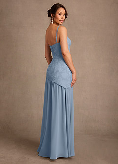 Azazie Flossie At-home Try On Dresses Dusty Blue A-Line Pleated Chiffon Dress image5