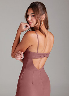 Azazie Leonis Bridesmaid Dresses Desert Rose Sheath Strapless Chiffon Convertible Dress image4