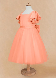 Azazie Kaeya Flower Girl Dresses Sunset A-Line Bow Tulle Dress image7
