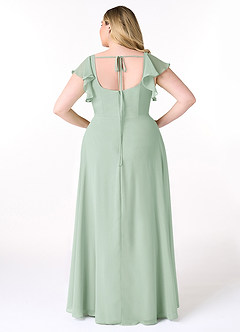 Azazie Bondi Bridesmaid Dresses Agave A-Line Ruffled Chiffon Dress image8