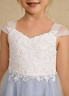 Azazie Momo Flower Girl Dresses Ivory Ice A-Line Lace Dress image6
