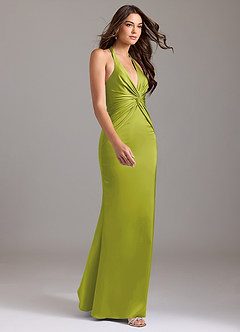 Azazie Valerie Suknie dla druhen Syrena Pofałdowany Satyna elastyczna Do ziemi Sukienka image4