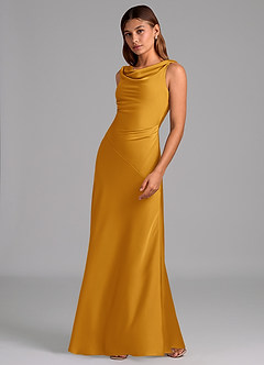 Azazie Nerine Brudtärnklänningar Klä av A-Linje i Stretch Satin Plisserad Knäck image4