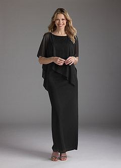 Azazie Aspyn Mother of the Bride Dresses Black Sheath Beaded Mesh Dress image1