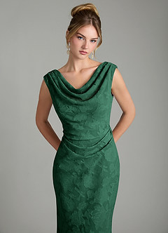 Azazie Kieryn Bridesmaid Dresses Dark Green Mermaid Pleated Floral Burnout Dress image6