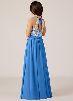 Azazie Fahari Junior Blue Jay A-Line Lace Chiffon Dress image4
