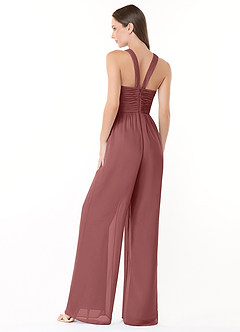Azazie Berdie Bridesmaid Dresses Amethyst Halter Chiffon Jumpsuit image4