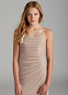 Azazie Deandra Junior Robe Fourreau en Maille Taupe image6