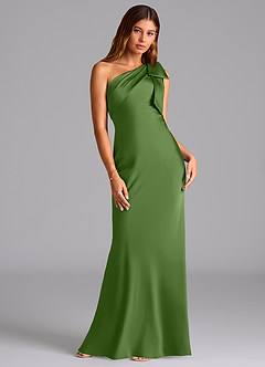 Azazie Yuanna Brudtärnklänningar Klä av Sjöjungfru i Stretch Satin Ena axeln Basilika image3