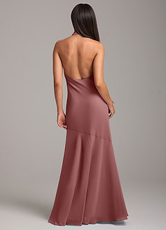 Azazie Lorena Bridesmaid Dresses Desert Rose Mermaid Pleated Chiffon Dress image7