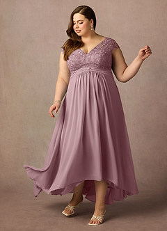 Azazie Irmeli Mother of the Bride Dresses Dusty Rose A-Line Lace Chiffon Dress image9