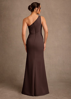 Azazie Floy Mother of the Bride Dresses Ganache Sheath One Shoulder Chiffon Dress image3