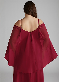 Azazie Cienna Bridesmaid Dresses Burgundy A-Line Off the Shoulder Chiffon Dress image12