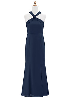 Azazie Rue Junior Dark Navy Mermaid Side Slit Chiffon Dress image6
