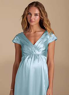 Azazie Allessia Maternity Bridesmaid Dresses A-Line Metallic Satin Floor-Length Dress image7