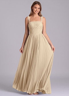 Azazie Mina Jurken voor bruidsmeisjes Jurk van Chiffon met A-Lijn Geplooid Champagne image4