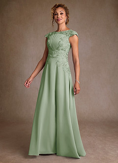 Azazie Christi Mother of the Bride Dresses Dusty Sage A-Line Lace Chiffon Dress image4
