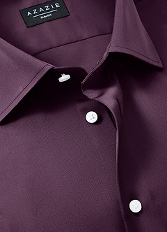 front Julian Plum Stretch Satin Dress Shirt