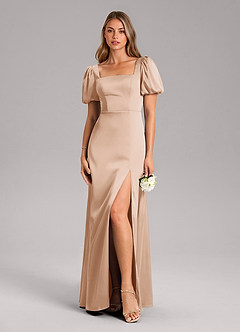 Azazie Fyona Brautjungfernkleider A-Linie Plissee Stretch-Satin Kleid Englisches Rosa image3