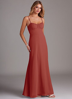 Azazie Breonna Final Sale Terracotta A-Line Sweetheart Neckline Chiffon Dress image4