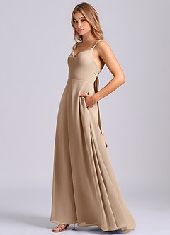 Azazie Beatrice Bridesmaid Dresses Taupe A-Line Sweetheart Neckline Chiffon Dress image5