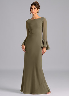 Azazie Leone Abiti da Damigella Abito Sirena in Chiffon Corsetto Willow Green image1