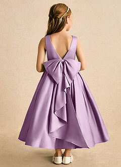 Azazie Cailee Blumenmädchenkleider Ballkleid Plissee Matte Satin Kleid Blauregen image1